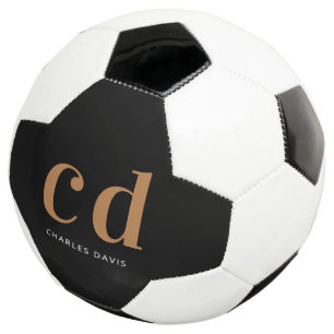 Bola De Futebol Nome das iniciais do monograma de ouro preto