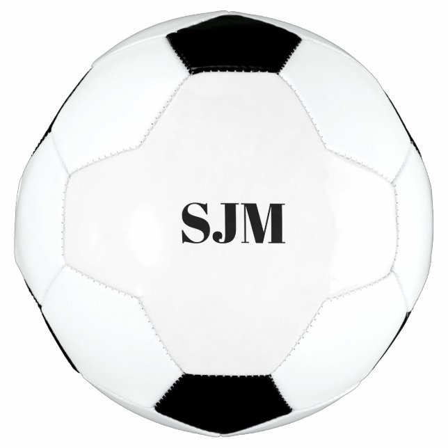 Bola De Futebol Nome das iniciais do monograma personalizado preto (Frente)