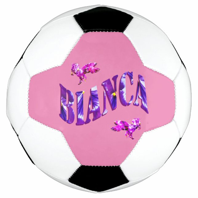Bola De Futebol Nome De Bianca Projetado Floral, Soccerball (Frente)