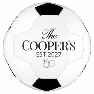 Bola De Futebol Nome de Casamento Personalizado Moderno & Ano de F
