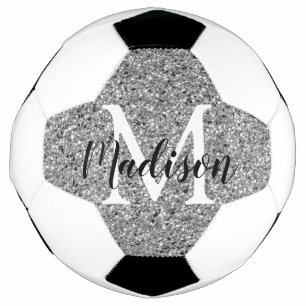 Bola De Futebol Nome do Monograma de Glitter Moderno