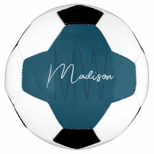 Bola De Futebol Nome do Monograma Moderno - Azul
