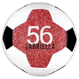 Bola De Futebol Nome do Número da Equipe da Glitter Vermelha