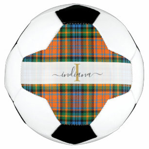 Bola De Futebol Nome Inicial da Escrita do Monograma Xadrez Tartan
