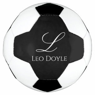 Bola De Futebol Nome Inicial Personalizado Preto e Branco Custom