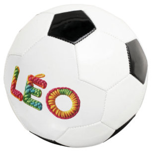 Bola De Futebol Nome LÉO no Padrão Crochet Vibrante