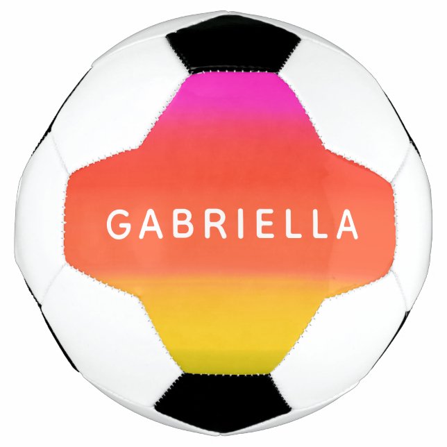 Bola De Futebol Nome Personalizado de Gradação Cor-de-Rosa Persona (Frente)