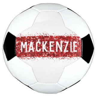 Bola De Futebol Nome Personalizado do Monograma da Faixa Vermelha
