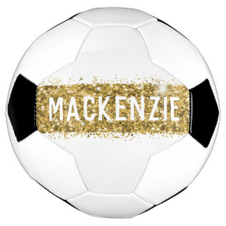 Bola De Futebol Nome Personalizado do Monograma Sparkly Stripe Dou