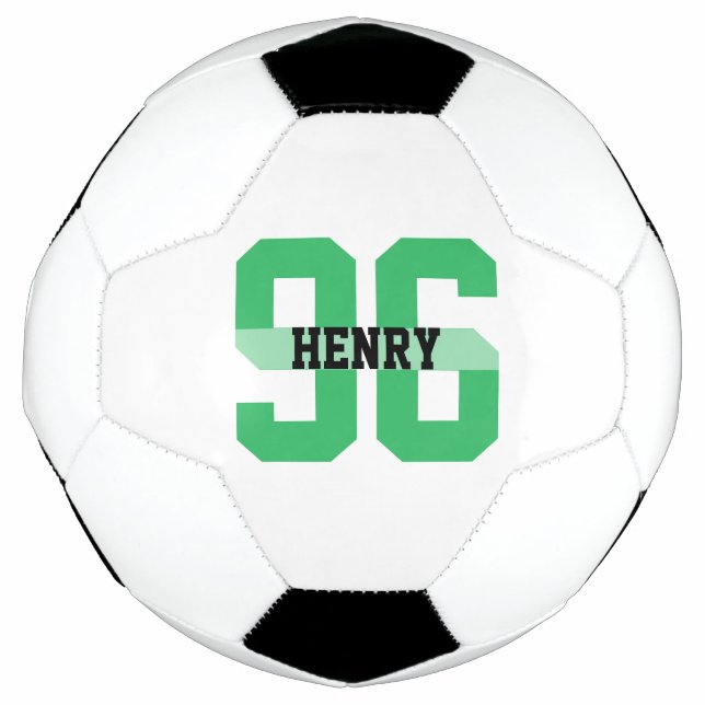 Bola De Futebol Nome Personalizado e Número Moderno Legal Verde (Frente)