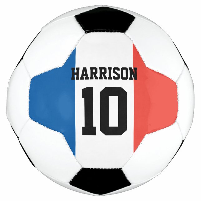 Bola De Futebol Nome personalizado e número Sinalizador da França (Frente)