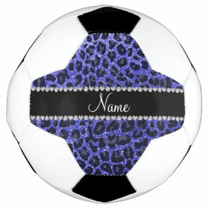 Bola De Futebol Nome personalizado impressão leopardo azul neon