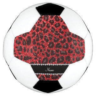 Bola De Futebol Nome personalizado manchas-leopardo vermelhas