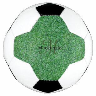Bola De Futebol Nome Personalizado Monograma Zen Green Grass Natur