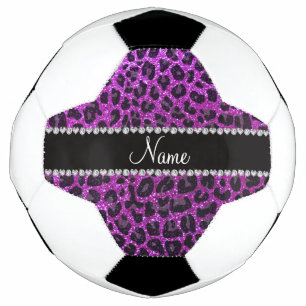 Bola De Futebol Nome personalizado néon roxo gliter impressão leop