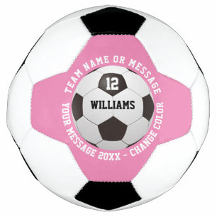Bola De Futebol Nome Personalizado Número Nome da Equipe Rosa