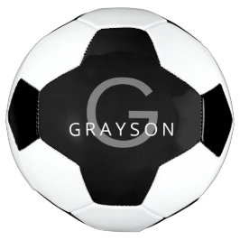 Bola De Futebol Nome Personalizado Personalizado Cinza Preta Inici
