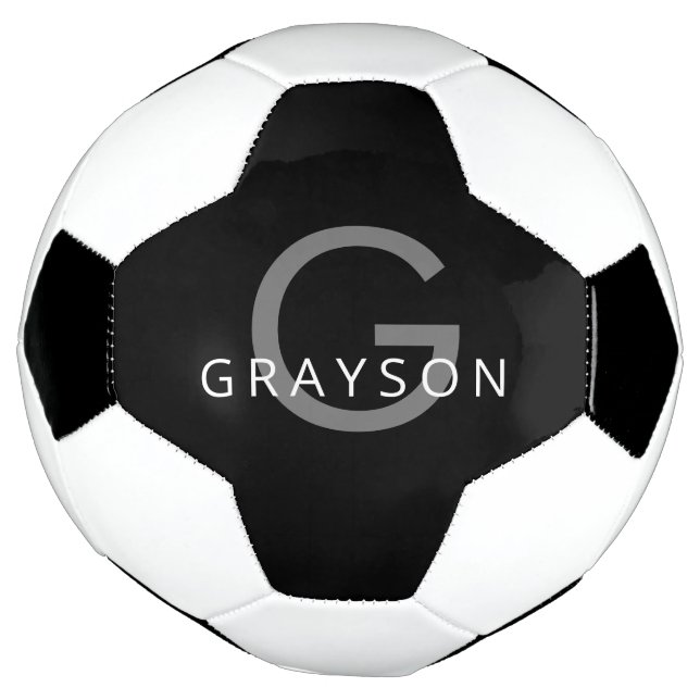 Bola De Futebol Nome Personalizado Personalizado Cinza Preta Inici (Invertido)