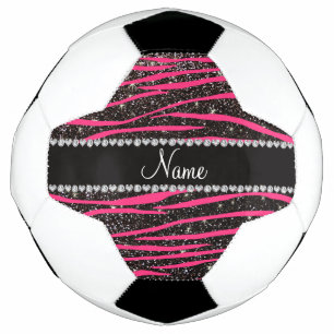 Bola De Futebol Nome personalizado strips de zebra rosa-quente pre