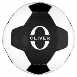 Bola De Futebol Nome Preto E Branco Do Monograma Personalizado
