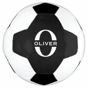 Bola De Futebol Nome Preto E Branco Do Monograma Personalizado