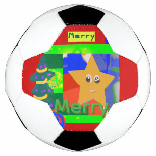 Bola De Futebol Nome Verde Alegre no Natal Vermelho