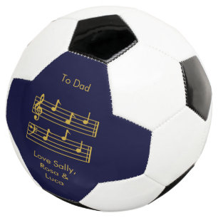 BOLA DE FUTEBOL NOTAS DE MÚSICA D.A.D EM MARINHO ESCURO AZUL E DOU