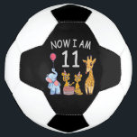 Bola De Futebol Now I am 11 years old 11th Birthday at the Zoo<br><div class="desc">Happy 11th Birthday. Funny and lovely Kids Birthday design with a cute Elephant,  two ferrets and a giraffe celebrating your birthday at the zoo.</div>