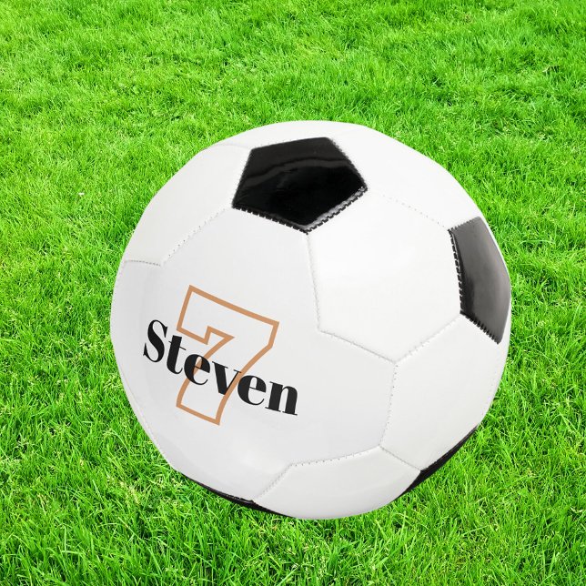 Bola De Futebol Numero do nome das iniciais do monograma preto bra (Criador carregado)