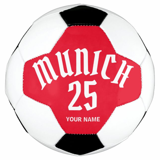 Bola De Futebol Número E Nome Do Vermelho Munique Personalizado (Frente)