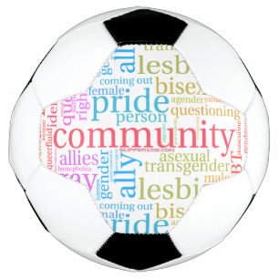 Bola De Futebol nuvem de palavras da comunidade LGBTQ+ arco-íris d
