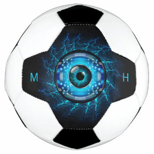 Bola De Futebol Olho do Circuito Cibernético do Monograma Personal
