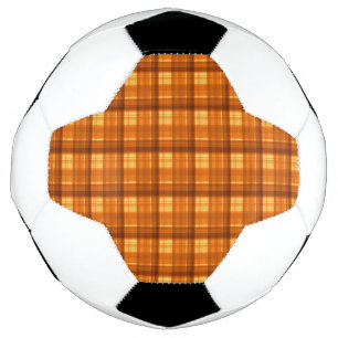Bola De Futebol Orange Checked Tartan Impressão,