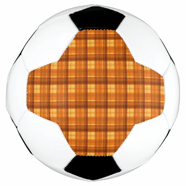 Bola De Futebol Orange Checked Tartan Impressão, (Frente)