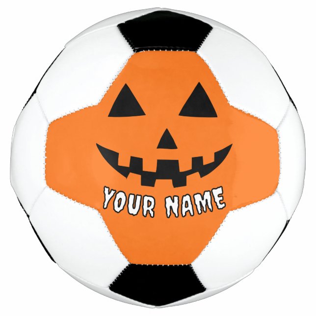 Bola De Futebol Orange Pumpkin Personalizado Halloween Seu Nome (Frente)