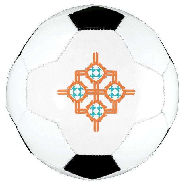 Bola De Futebol Ornamento azul laranja (Frente)
