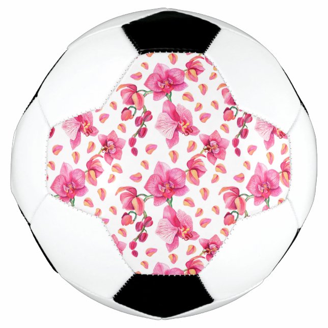 Bola De Futebol Orquídeas de Aquarela Design 2 (Frente)