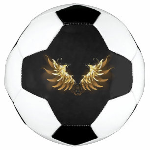 Bola De Futebol Ouro Angel Wings sobre fundo preto