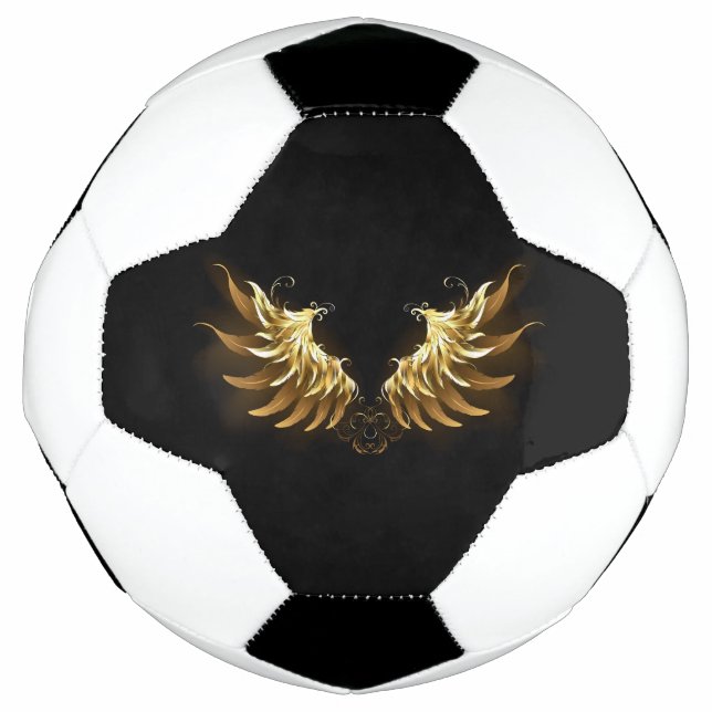 Bola De Futebol Ouro Angel Wings sobre fundo preto (Frente)