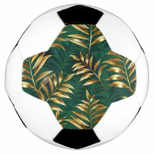 Bola De Futebol Padrão contínuo com samambaias douradas