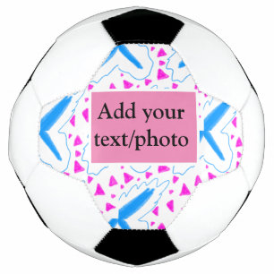 Bola De Futebol Padrão de aquarela azul rosa adicionar nome texto