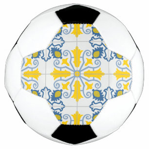 Bola De Futebol Padrão de azulejos bonito portugueses azuis e amar