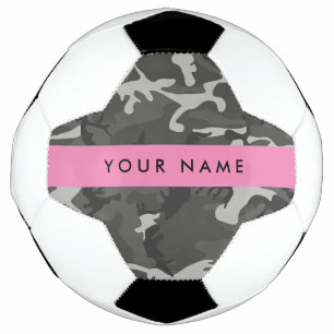 Bola De Futebol Padrão de Camuflagem Cinza, Seu nome, Personalizar