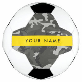 Bola De Futebol Padrão de Camuflagem Cinza, Seu nome, Personalize