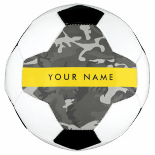 Bola De Futebol Padrão de Camuflagem Cinza, Seu nome, Personalize