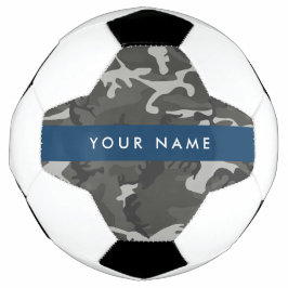 Bola De Futebol Padrão de Camuflagem Cinza, Seu nome, Personalize