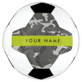 Bola De Futebol Padrão de Camuflagem Cinza, Seu nome, Personalize