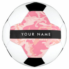 Bola De Futebol Padrão de Camuflagem Rosa, Seu nome, Personalize
