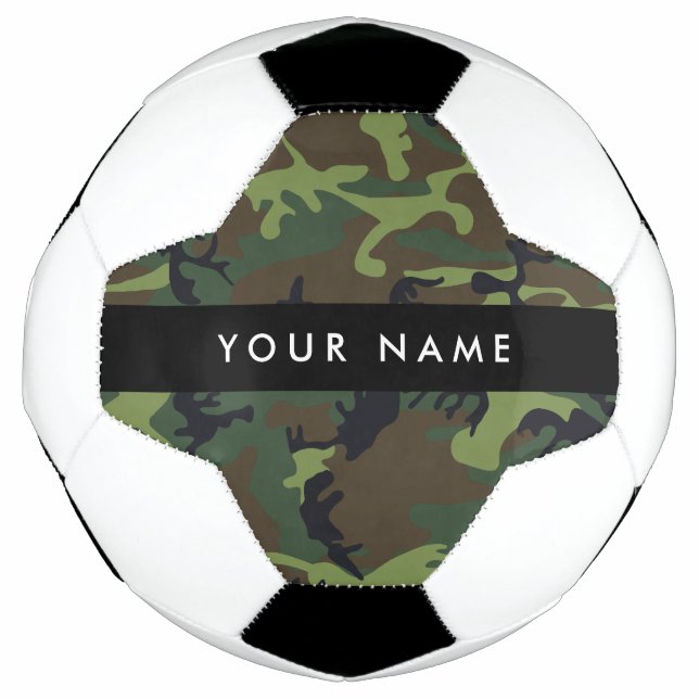 Bola De Futebol Padrão de Camuflagem Verde, Seu nome, Personalizar (Frente)