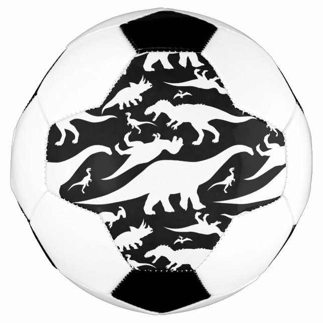 Bola De Futebol Padrão de Dinossauro Preto e Branco (Frente)